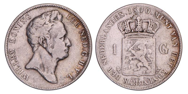 1 Gulden Willem I 1840. Fraai +.