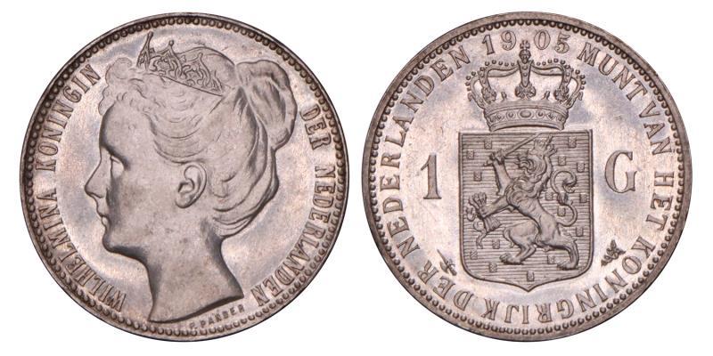 1 Gulden Wilhelmina 1905. FDC -.