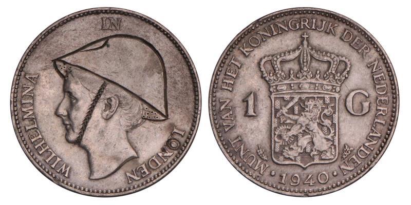 1 Gulden Wilhelmina in Londen 1940. Zeer Fraai / Prachtig.