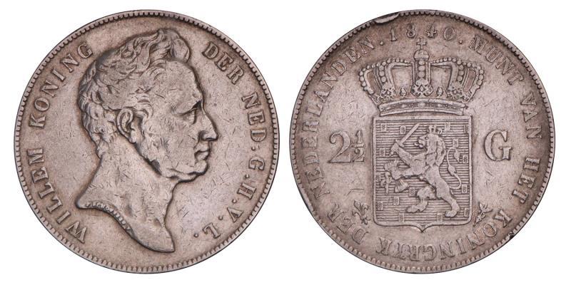 2½ Gulden Willem I 1840. Zeer Fraai (Tik in de rand).