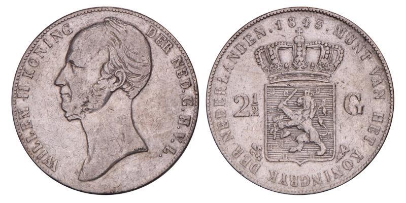 2½ Gulden Willem II 1843. Zeer Fraai -.
