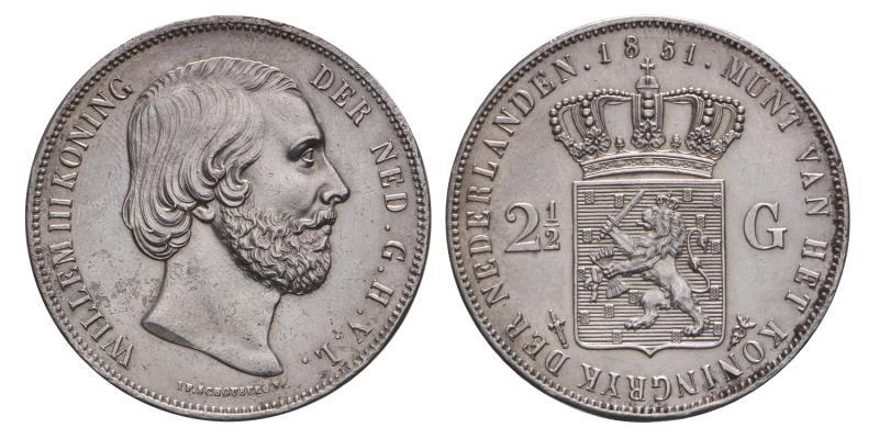 2½ Gulden Willem III 1851. FDC.