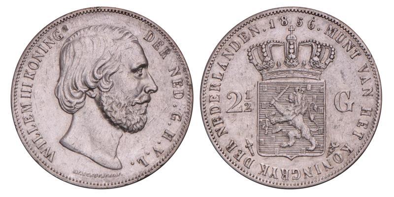 2½ Gulden Willem III 1856. Zeer Fraai / Prachtig.