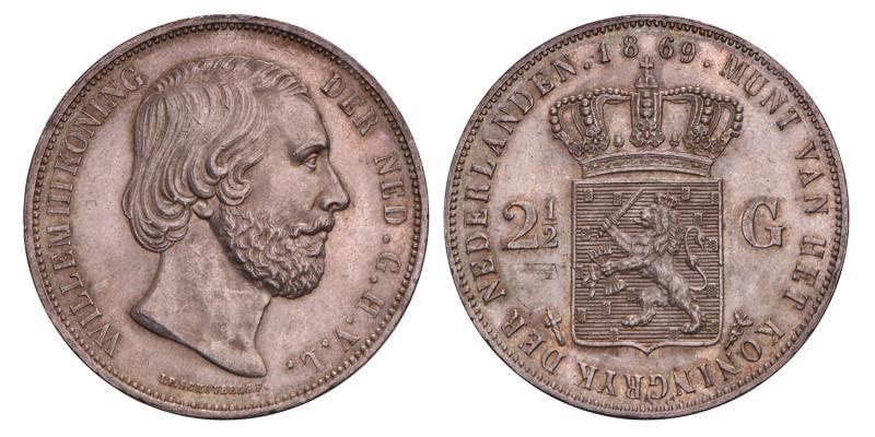 2½ Gulden Willem III 1869. FDC.