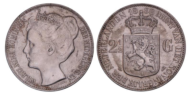 2½ Gulden Wilhelmina 1898. Zeer Fraai. 