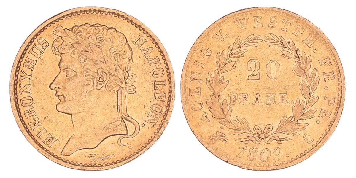 German States. Westphalia. Hieronymus Napoleon. 20 Frank. 1809 C.