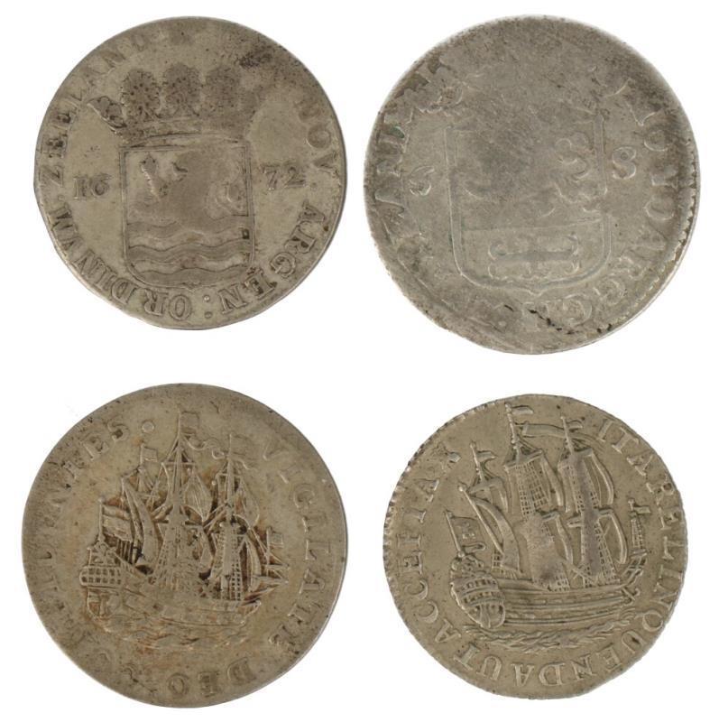 Lot: 6 stuiverstukken (4x) met o.a. Zeeland, Holland en Zutphen.