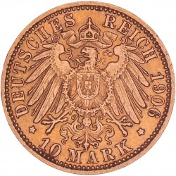 German states. Baden. Friedrich I. 10 Mark. 1906 G.