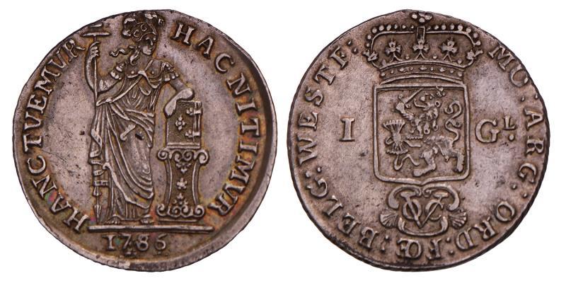 1 Gulden West-Friesland 1786. Zeer Fraai +. 
