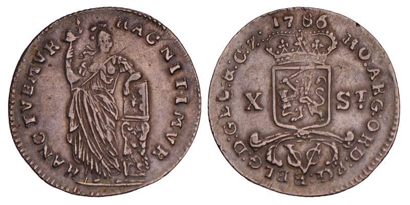 10 Stuivers Gelderland 1786. Zeer Fraai.