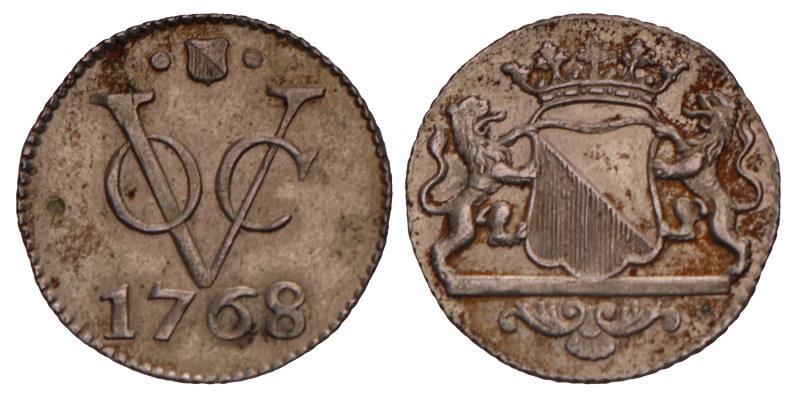 Zilveren Duit Utrecht 1768. Prachtig.