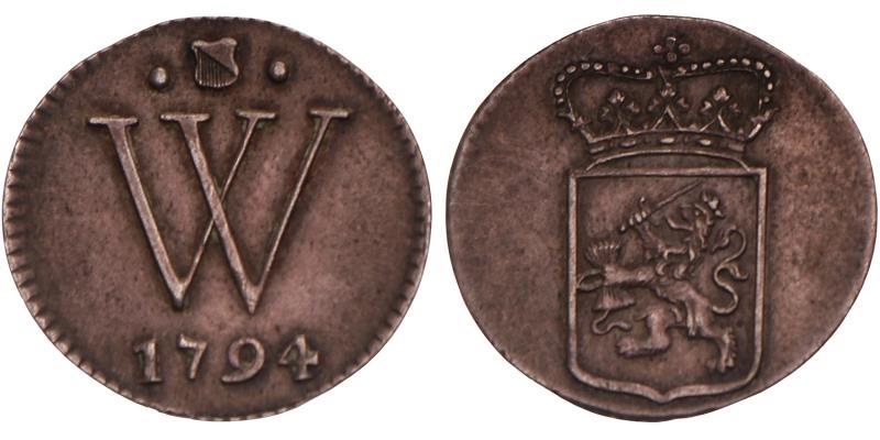 Dubbele stuiver 1794. Zeer Fraai +.