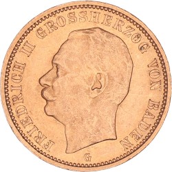 German states. Baden. Friedrich II. 20 Mark. 1911 G.