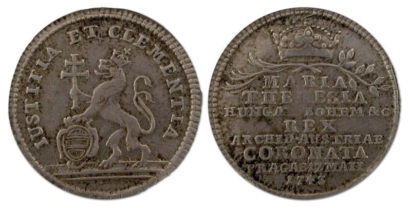 Praag. 1743. Strooipenning inhuldiging Maria Theresia. 