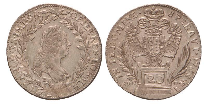 Austria. Franz I. 20 Kreuzer. 1765 BC EVM D.