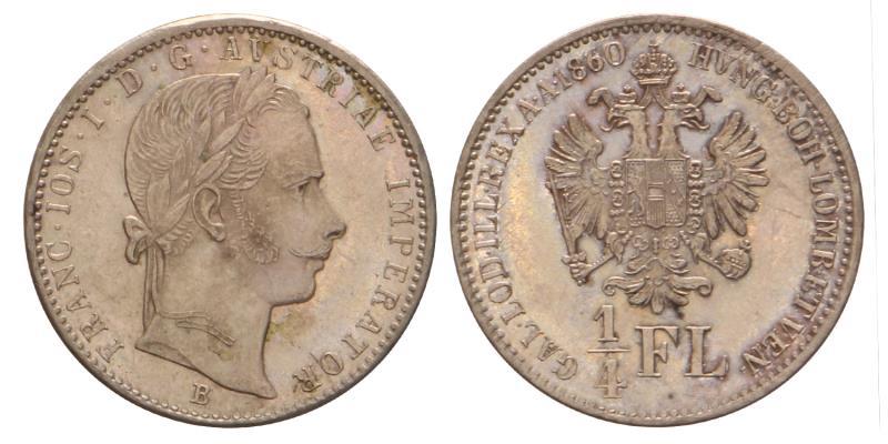 Austria. Franz Joseph I. ¼ Florin. 1860 B.