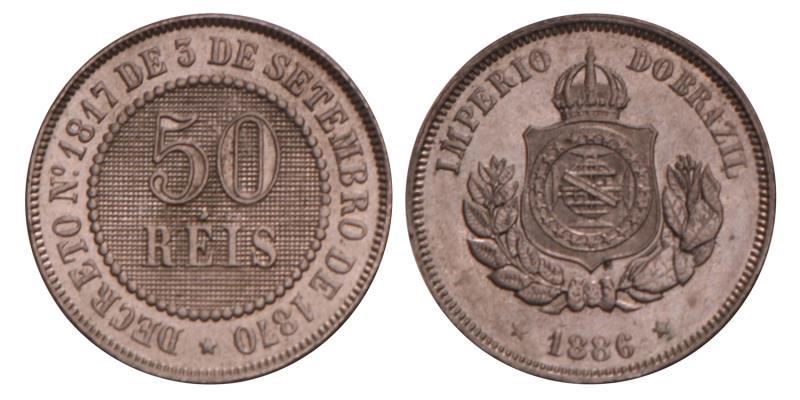 Brasil. Pedro II. 50 Reis 1886.