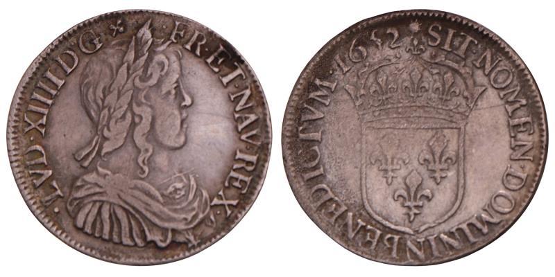 France. Louis XIV. ½ Ecu. 1652 N.
