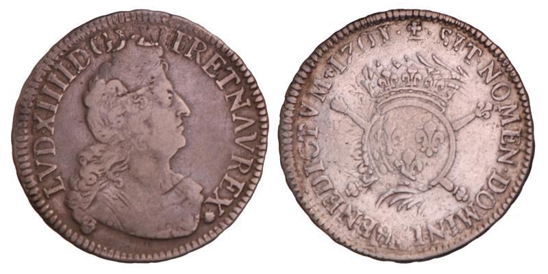 France. Louis XIV. ½ Ecu. 1701.