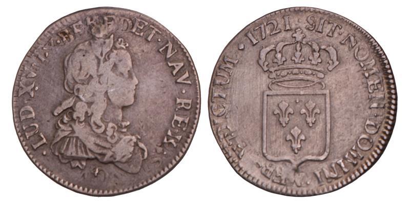 France. Louis XV. ½ Ecu. 1721.