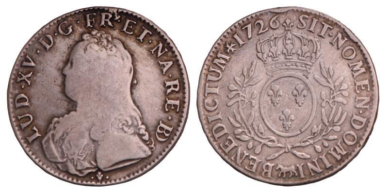 France. Louis XV. Ecu. 1726 Pau.
