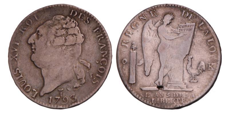 France. Louis XVI. Ecu. 1793 K.