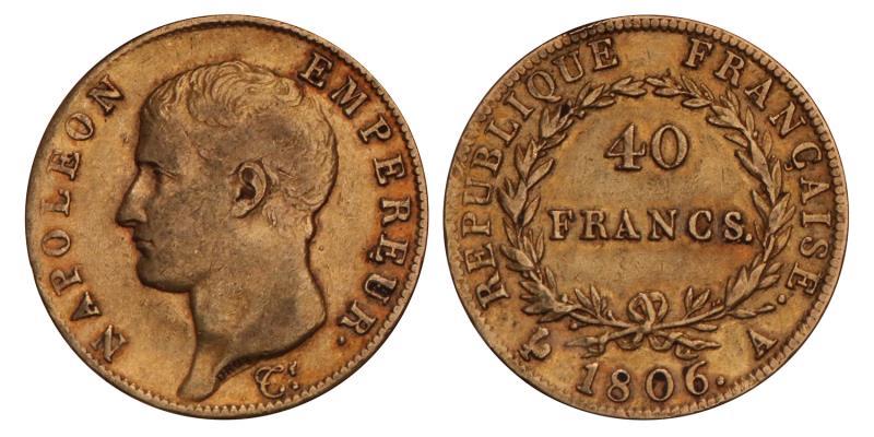 France. Napoleon. 40 Francs. 1806 A.