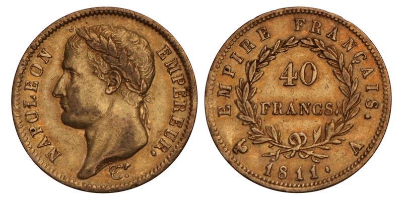 France. Napoleon. 40 Francs. 1811 A.