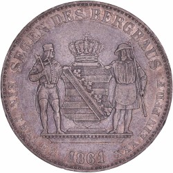 German states. Saxony. Johann V. Thaler. 1861 B.