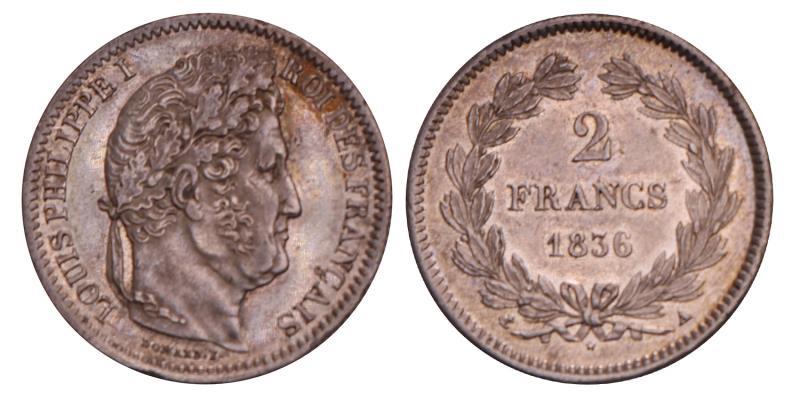 France. Louis Phillippe. 2 Francs. 1836 A.