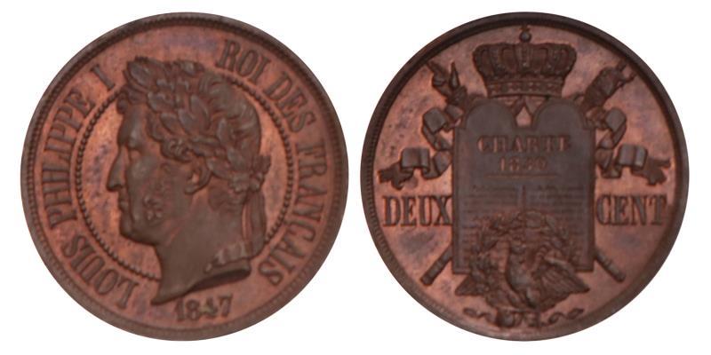 France. Louis Phillippe. 2 Centimes. 1847.