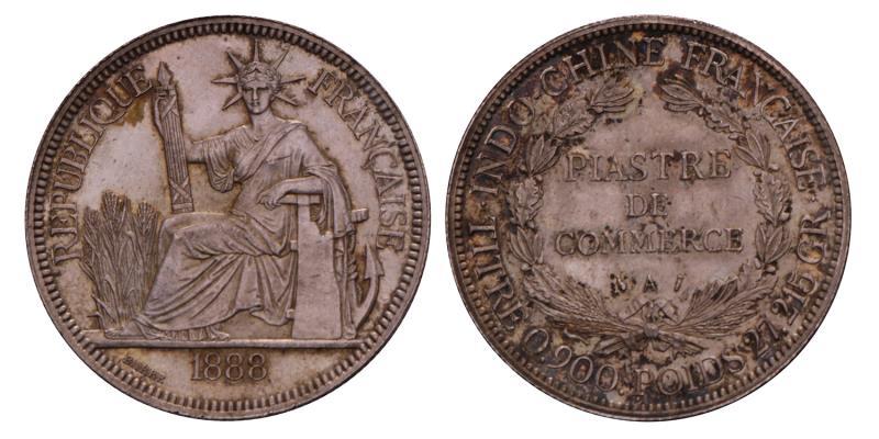 French Indochina. 1 Piastre. 1888 A.