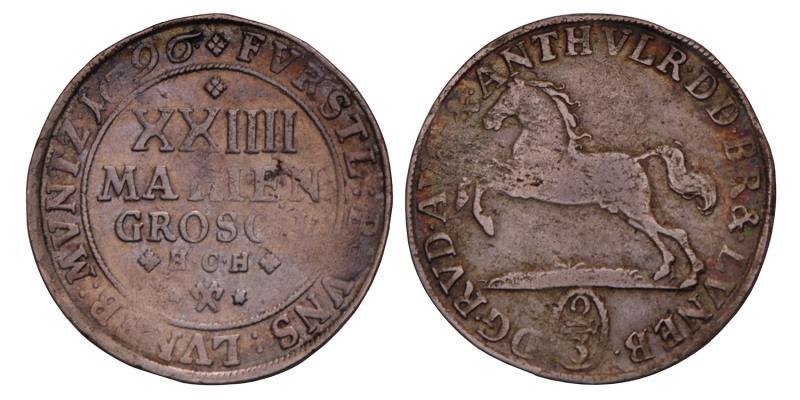 Germany. Brunswick-Wolfenbeettel. Anton Ulrich. 2/3 Thaler. 1696.