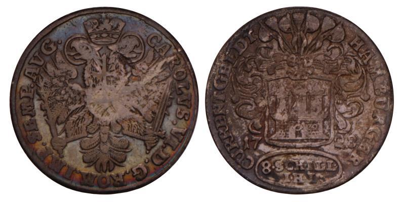 Germany. Hamburg. 8 Schilling. 1728 IHL.