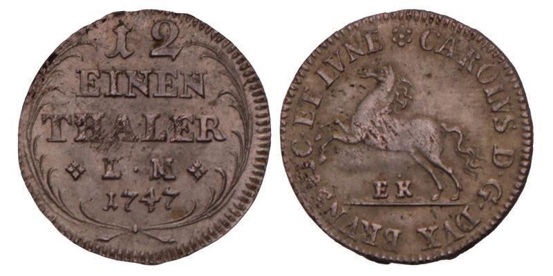 Germany. Brunswick-Luneberg. 2 Groschen. 1747 EK.