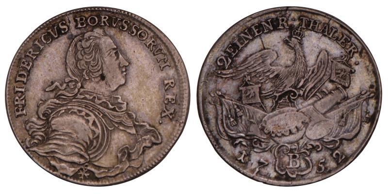 Germany. Prussia. Friedrich II. 1/2 Thaler. 1752 B.