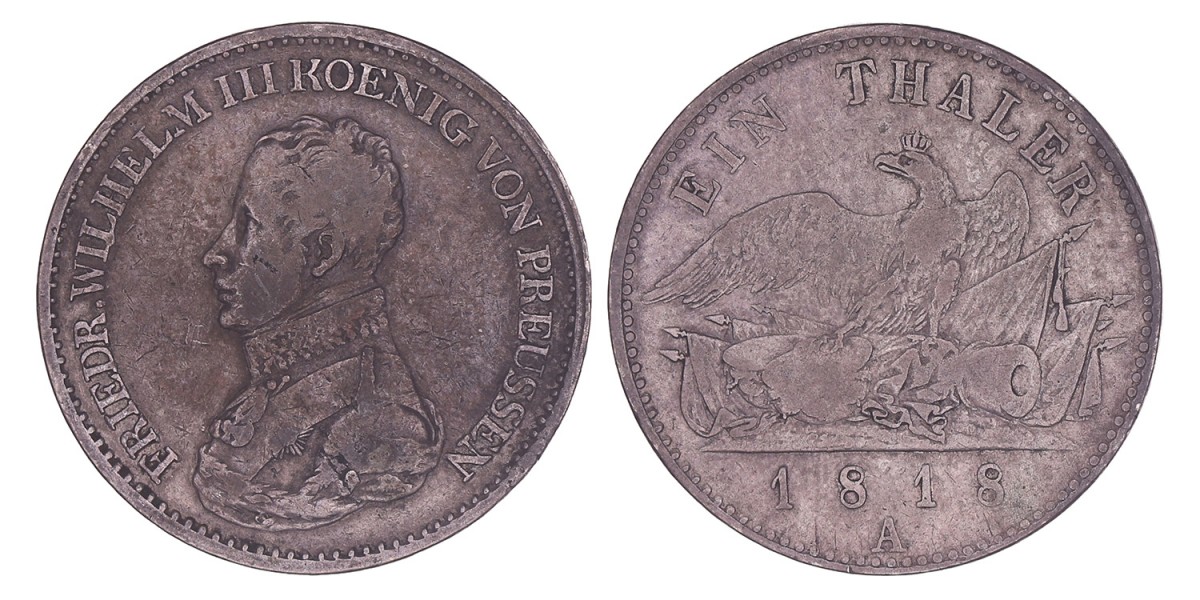 German states. Prussia. Friedrich Wilhelm III. Thaler. 1818 A.