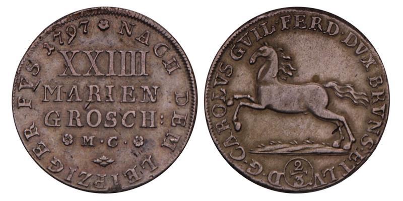 Germany. Brunswick-Wolfenbeettel. 2/3 Thaler. 1797 MC.