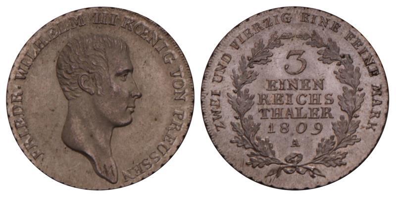 Germany. Prussia. Friedrich Wilhelm III. 1/3 Thaler. 1809 A.