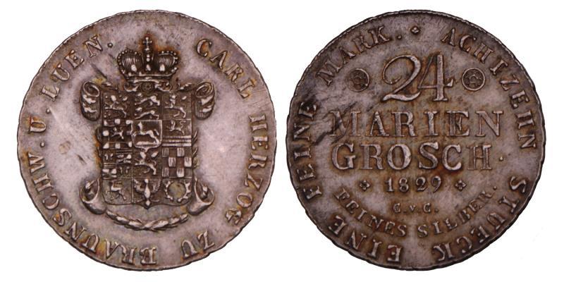 Germany. Brunswick-Wolfenbeettel. Carl II. 2/3 Thaler. 1829.
