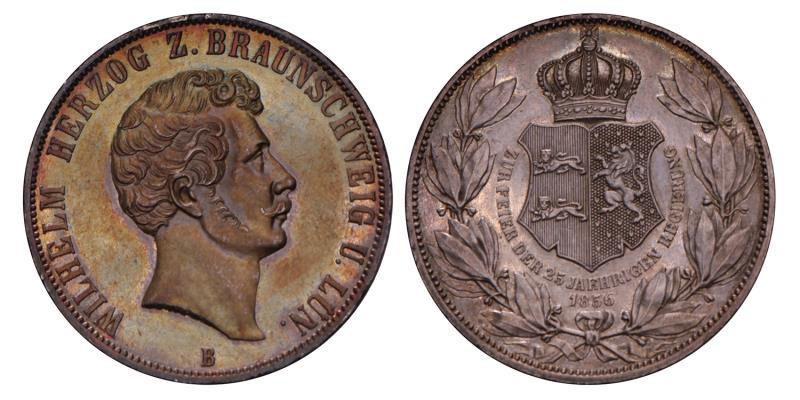 Germany. Brunswick. Wilhelm. 2 Thaler. 1856 B.
