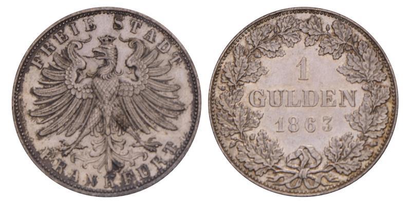 Germany. Frankfurt. Gulden. 1863.