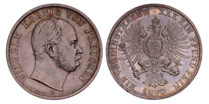 Germany. Prussia. Wilhelm. Vereinsthaler. 1870 A.
