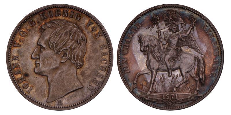 Germany. Saxony. Johann. Thaler. 1871 B.