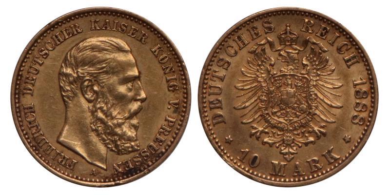 Germany. Prussia. Friedrich III. 10 Mark. 1888 A.