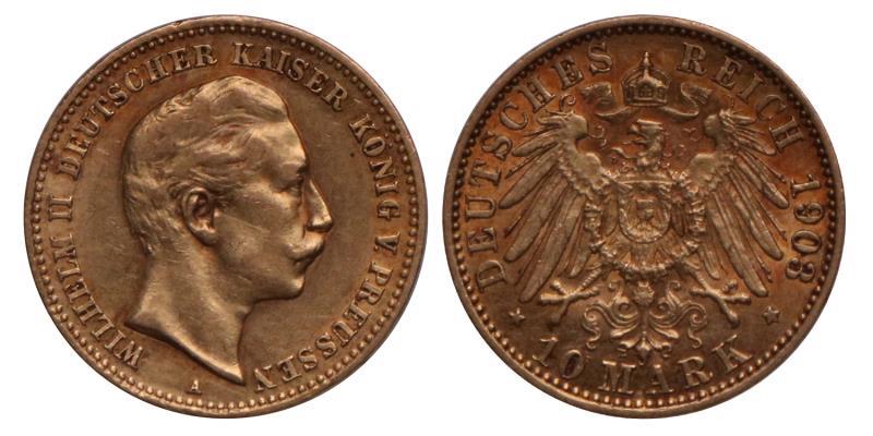 Germany. Prussia. Wilhelm II. 10 Mark. 1903 A.
