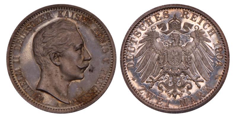 Germany. Prussia. Wilhelm II. 2 Mark. 1904 A.