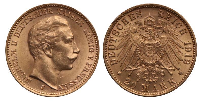 Germany. Prussia. Wilhelm II. 20 Mark. 1912 J.