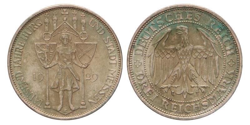 Germany. Weimar Republic - Meissen. 3 Reichsmark. 1929 E.