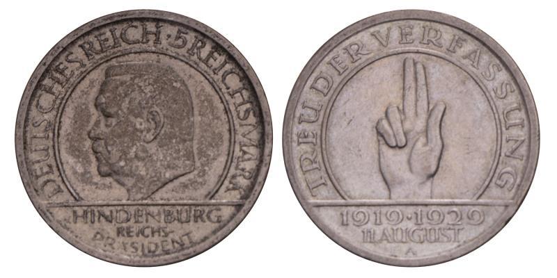 Germany. Weimar. 5 Reichsmark. 1929 A.